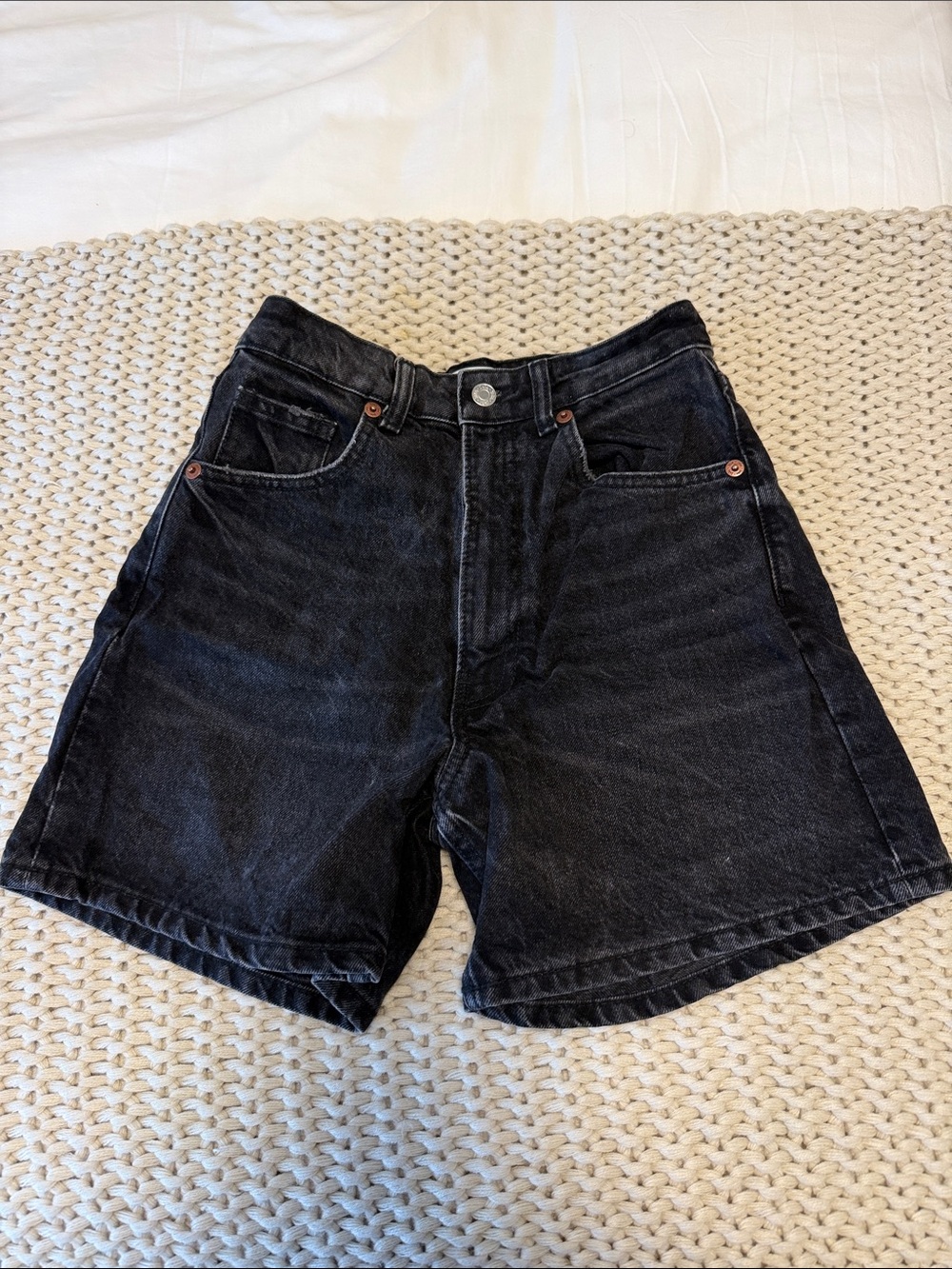 Zara Black High-Waist Denim Jean Shorts